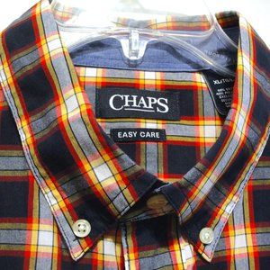 Chaps LS XL Easy Care Yellow Red Dark Blue White